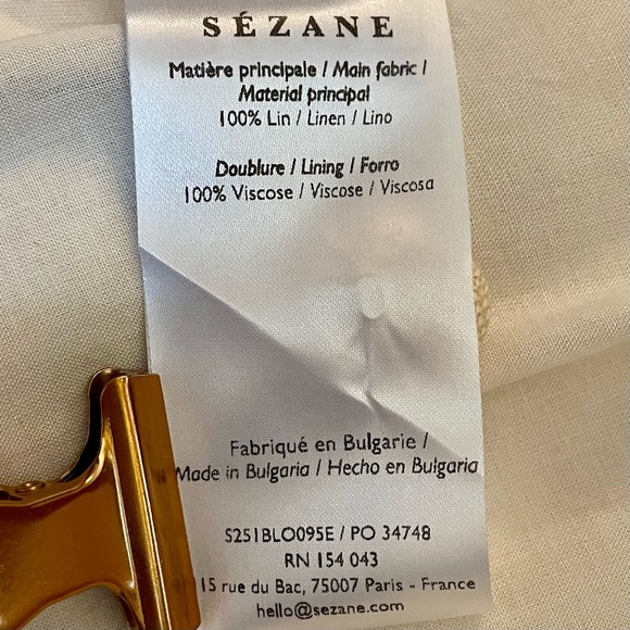 Authentic Sézane Ivory Linen Square Neck Vest EU Size 40 - Picture 8 of 9